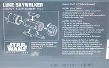 Load image into Gallery viewer, Disney Star Wars Galaxy&#39;s Edge Luke Skywalker Legacy Lightsaber Hilt Case Instructions