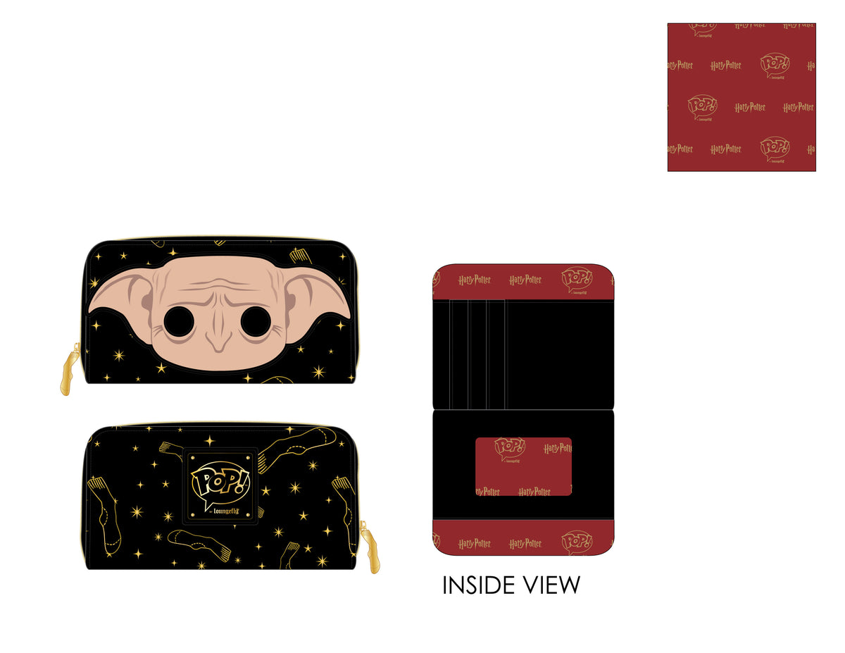 Pop! shops By Loungefly Dobby Head Zip Around Wallet