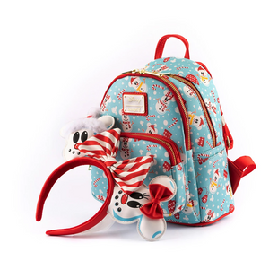 Loungefly Disney Minnie Mickey Snowman Aop Mini Backpack Headband Set