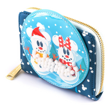 Load image into Gallery viewer, Loungefly Disney Snowman Mickey Minnie Snow Globe Zip Around Wallet