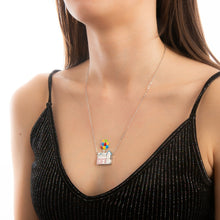 Load image into Gallery viewer, Disney Couture Kingdom Pixar White Gold-Plated Enamel Up House and Balloons Necklace