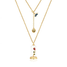 Load image into Gallery viewer, Disney Couture Kingdom Beauty & the Beast Gold-Plated Enchanted Rose in Glass Bell Jar Necklace