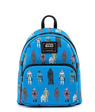 Load image into Gallery viewer, Loungefly Star Wars Action Figures All Over Print Mini Backpack front