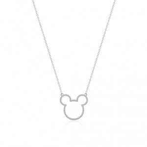 Disney Couture Kingdom Sparkle & Shine 925 Sterling Silver Mickey Mouse Crystal Outline Necklace
