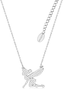 Disney Couture Kingdom White Gold-Plated Crystal Flying Tinker Bell Necklace