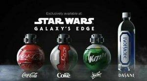 Galaxy's Edge Coca Cola, Coke, Sprite Detonator Bottles and Dasani