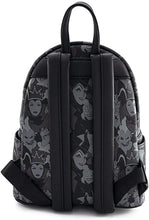 Load image into Gallery viewer, Loungefly Disney Villains Debossed All Over Print Mini Backpack Rear View