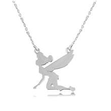 Load image into Gallery viewer, Disney Couture Kingdom White Gold-Plated Flying Tinkerbell Silhouette Necklace