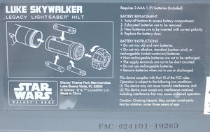 Disney Star Wars Galaxy's Edge Luke Skywalker Legacy Lightsaber Hilt Case Instructions
