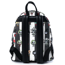 Load image into Gallery viewer, Loungefly Beetlejuice Chibi All Over Print Backpack Back View