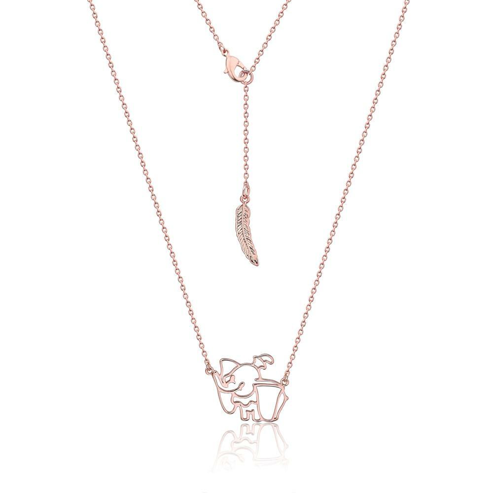 Disney Couture Kingdom Dumbo Outline Necklace Rose Gold