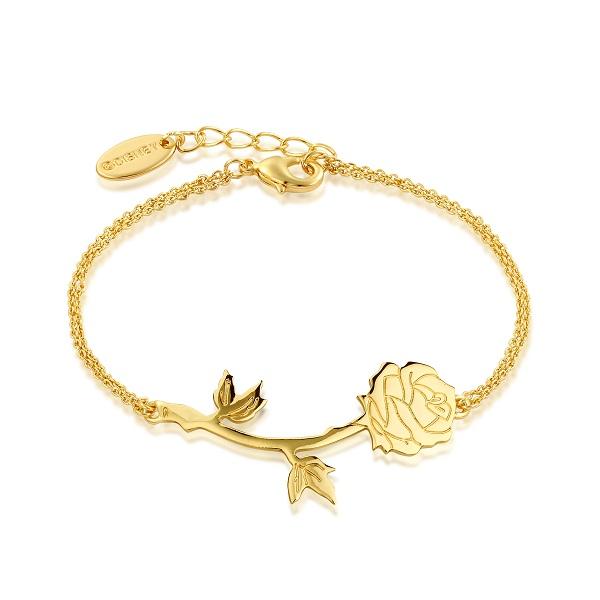 Disney Couture Kingdom Beauty & the Beast Yellow Gold-Plated Enchanted Rose Bracelet