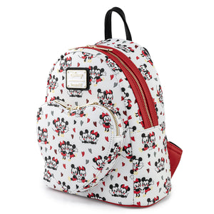 Loungefly Disney Mickey and Minnie Mouse Heart AOP Mini Backpack