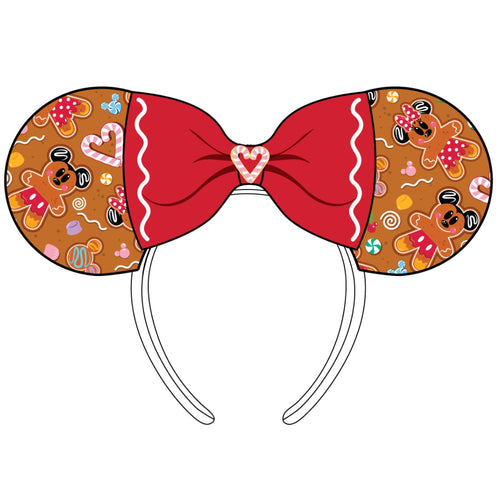 Loungefly Disney Gingerbread Aop Patent Bow Heart Headband
