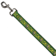 Load image into Gallery viewer, Kawaii LOKI Standing Pose/Text Green/Yellow Dog Leash