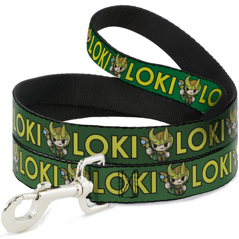 Kawaii LOKI Standing Pose/Text Green/Yellow Dog Leash