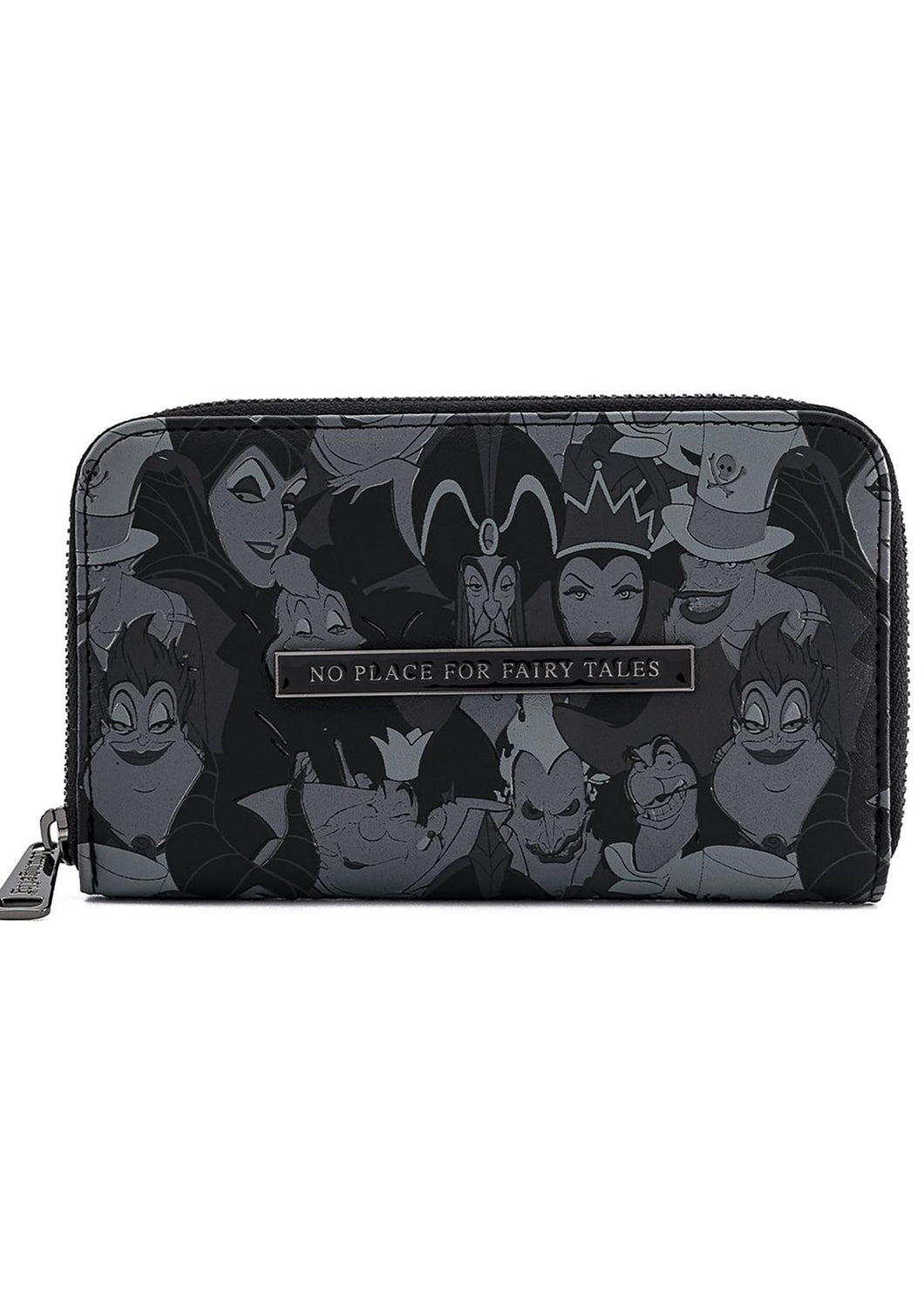 Loungefly Disney Villains Debossed All Over Print Zip Around Wallet Front View