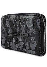 Load image into Gallery viewer, Loungefly Disney Villains Debossed All Over Print Zip Around Wallet Side View No Place for Fairy Tales