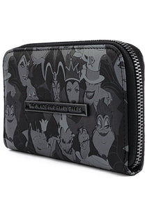 Loungefly Disney Villains Debossed All Over Print Zip Around Wallet Side View No Place for Fairy Tales