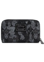 Load image into Gallery viewer, Loungefly Disney Villains Debossed All Over Print Zip Around Wallet Rear View