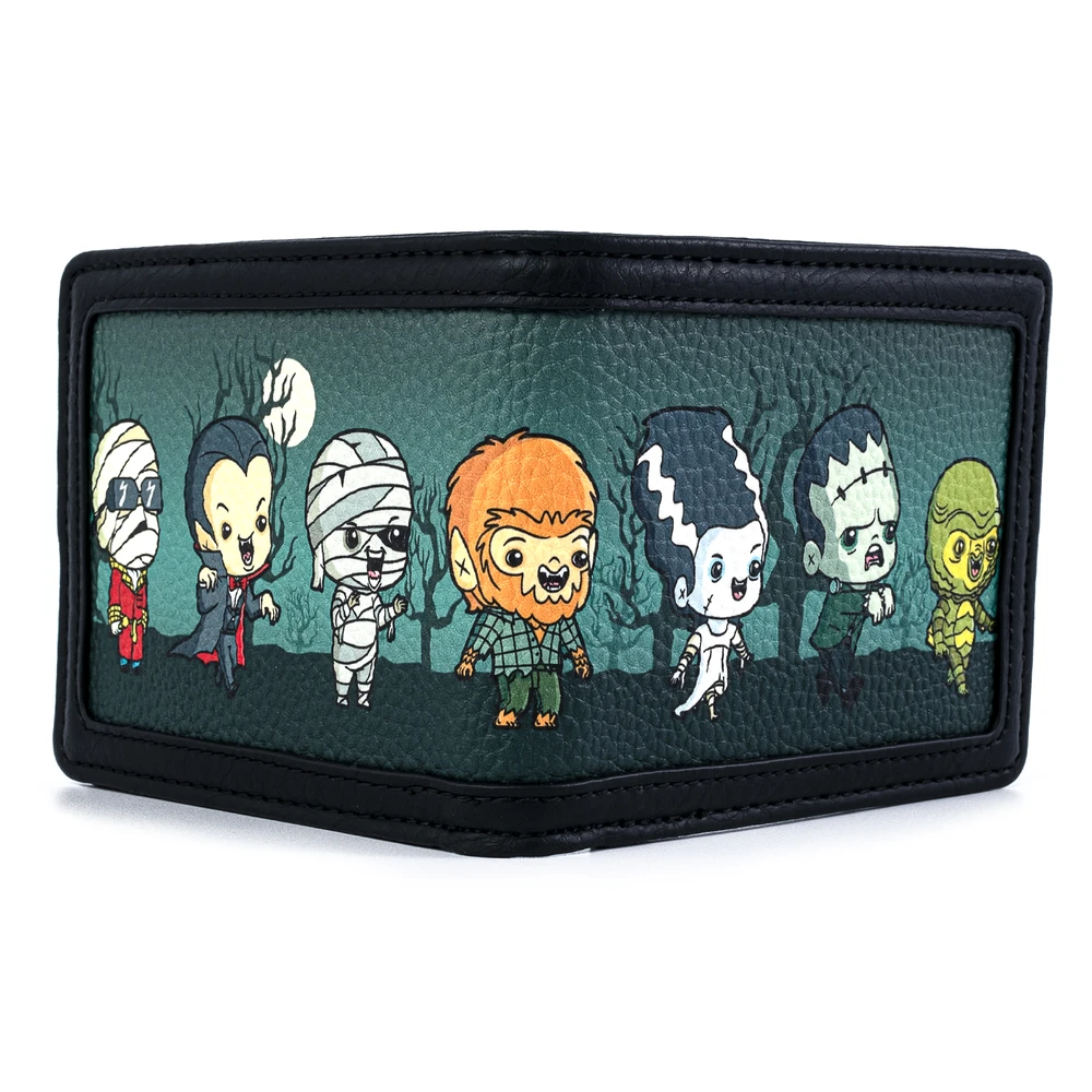 Loungefly Universal Monsters Chibi AOP Bi-fold Wallet Open