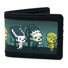Load image into Gallery viewer, Loungefly Universal Monsters Chibi AOP Bi-fold Wallet Side