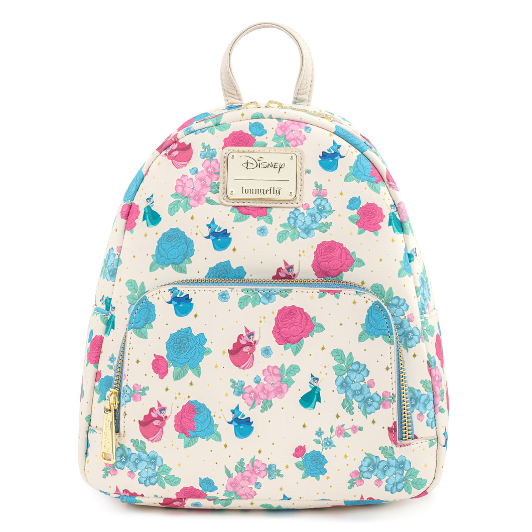 disney sleeping beauty fairy godmothers mini backpack Loungefly Disney Sleeping Beauty Floral Fairy Godmother AOP Mini Backp – The Line Jumper