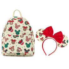 Load image into Gallery viewer, Loungefly Disney Christmas Mickey and Minnie Cookie Backpack With Ears