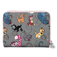 Load image into Gallery viewer, Loungefly Disney Cats All Over Print Zip Around Wallet Front
