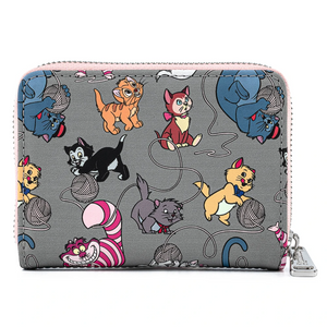 Loungefly Disney Cats All Over Print Zip Around Wallet Front