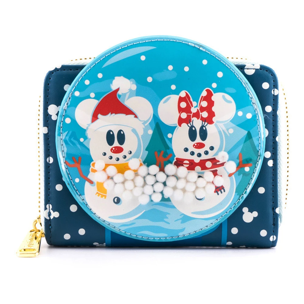 Loungefly Disney Snowman Mickey Minnie Snow Globe Zip Around Wallet