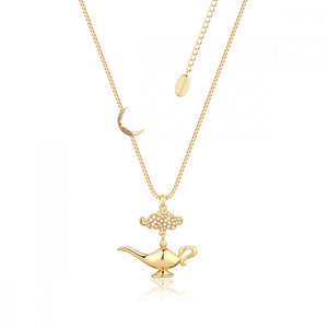 Disney Couture Kingdom Aladdin Gold-Plated Genie Lamp in the Night Necklace