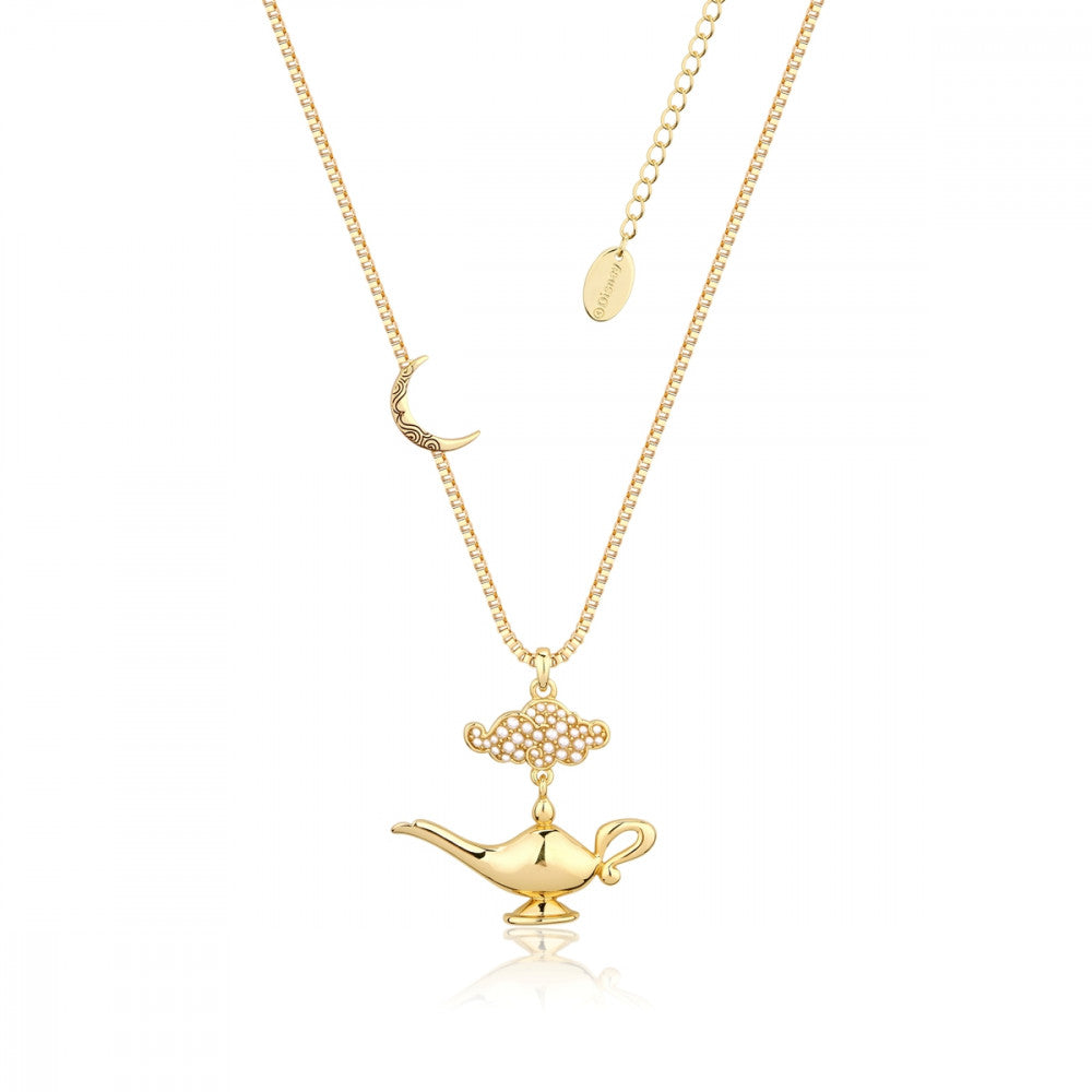 Disney Couture Kingdom Aladdin Gold-Plated Genie Lamp in the Night Necklace