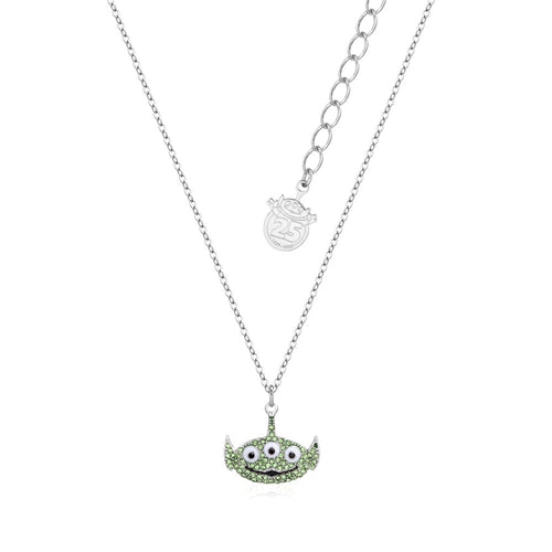Disney Couture Kingdom Pixar Toy Story White Gold-Plated Alien Crystal Necklace