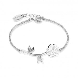 Disney Couture Kingdom Beauty & the Beast White Gold-Plated Enchanted Rose Bracelet