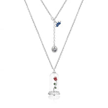 Load image into Gallery viewer, Disney Couture Kingdom Beauty &amp; the Beast White Gold-Plated Enchanted Rose in Glass Bell Jar Necklace