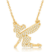 Load image into Gallery viewer, Disney Couture Kingdom Gold-Plated Crystal Flying Tinker Bell Necklace