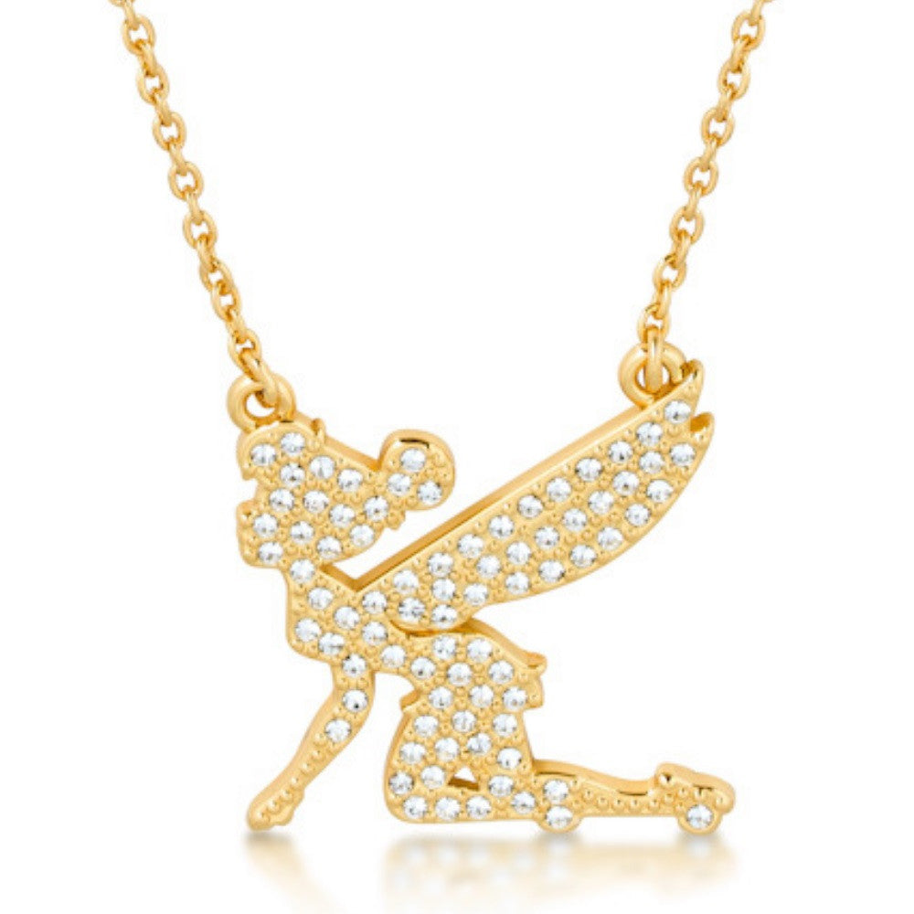 Disney Couture Kingdom Gold-Plated Crystal Flying Tinker Bell Necklace