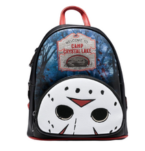Load image into Gallery viewer, Loungefly Friday The 13th Camp Crystal Lake Mini Backpack Front View