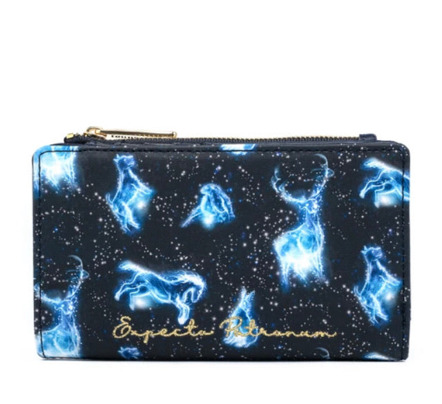 Loungefly Harry Potter Expecto Patronum All Over Print Flap Wallet Front View
