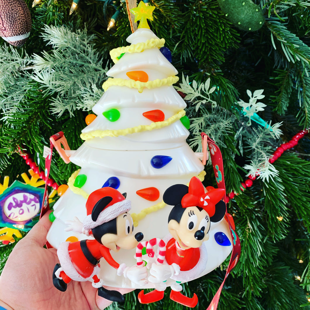 Mickey and Minnie Christmas Tree Popcorn Bucket Lights Up