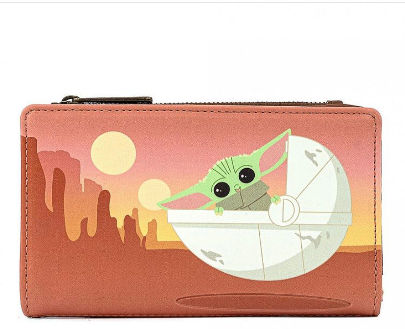 Loungefly Disney Star Wars The Mandalorian The Child Wait For Me Wallet front