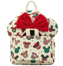Load image into Gallery viewer, Loungefly Disney Christmas Mickey and Minnie Cookie Backpack With Ears front