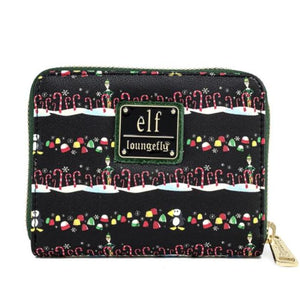 Loungefly Elf Buddy Cosplay Mini Backpack and Candy Cane Forest Wallet Bundle