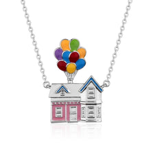 Load image into Gallery viewer, Disney Couture Kingdom Pixar White Gold-Plated Enamel Up House and Balloons Necklace