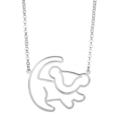 Disney Couture Kingdom Classic Lion King White Gold-Plated Simba Outline Necklace