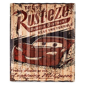 Disney Parks Cars Land Radiator Springs Rust-eze Metal Sign Lightning McQueen