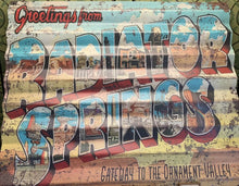 Load image into Gallery viewer, Disney Parks Cars Land Greetings From Radiator Springs Metal Sign